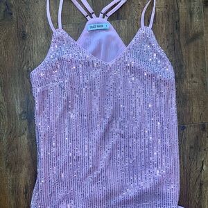 Grace Karin Light Pink Sequin Strappy Top